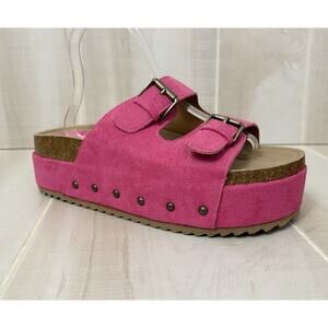 Eternal & Love PINK SUEDE BUCKLE PLATFORM SANDALS Women’s Sz 41 (US Sz 10) NEW